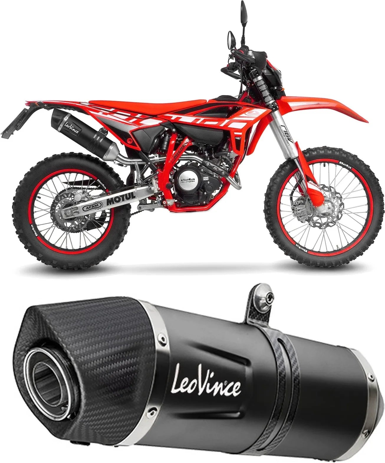 Exhaust Tip With Noise Certification Lv One Evo Steel Black Carbon Fiber End Cap - Leovince Compatible With Beta Rr 125 Motard Lc 4T (2025-2026)