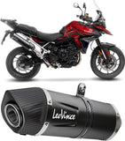 Exhaust Tip With Noise Certification Lv One Evo Steel Black Carbon Fiber End Cap - Leovince Compatible With Triumph Tiger 900 Rally Pro (2024-2026)
