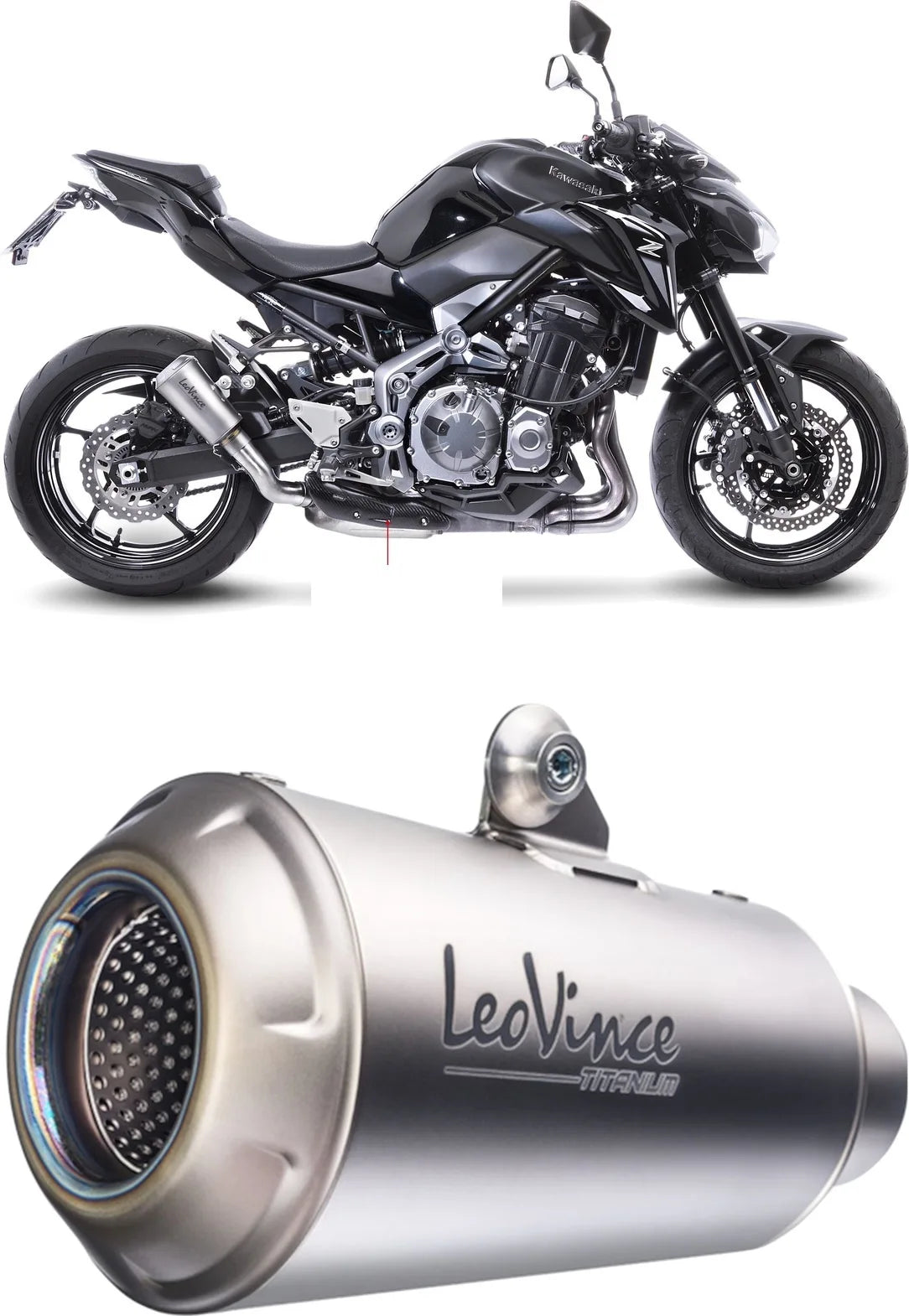 Exhaust Tip With Noise Certification Lv-10 Titanium Titanium End Cap - Leovince Compatible With Kawasaki Z 900 A2 (2018-2024)