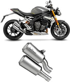Dual Exhaust System With Sound Certification Lv-10 Stainless Steel Stainless Steel End Cap - Leovince Compatible With Triumph Speed Triple 1200 Rr - Rs (2021-2024)