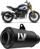 Exhaust Tip With Noise Certification Lv-10 Steel Full Black Steel Black End Cap - Leovince Compatible With Cfmoto 700 Cl-X Heritage (2021-2023)