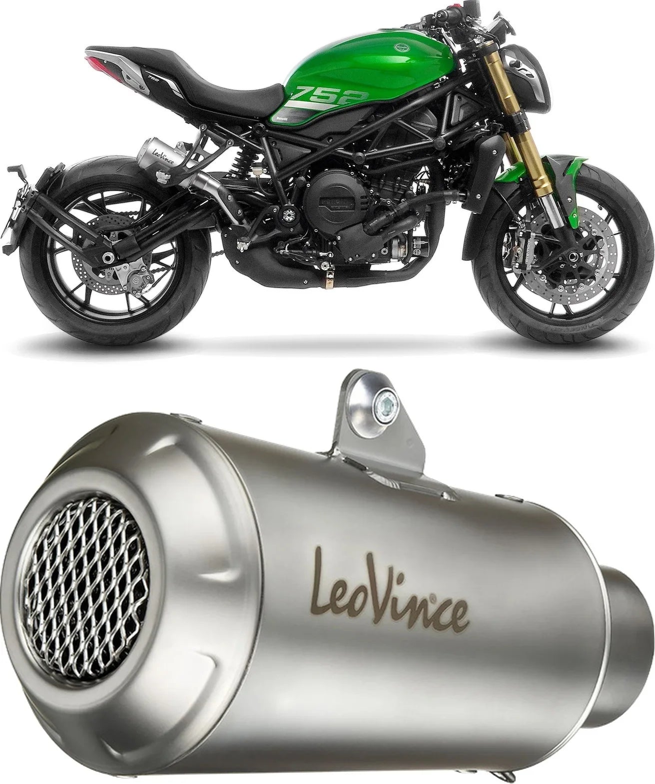 Exhaust Tip With Noise Certification Lv-10 Stainless Steel Stainless Steel End Cap - Leovince Compatible With Benelli 752 S (2019-2024)