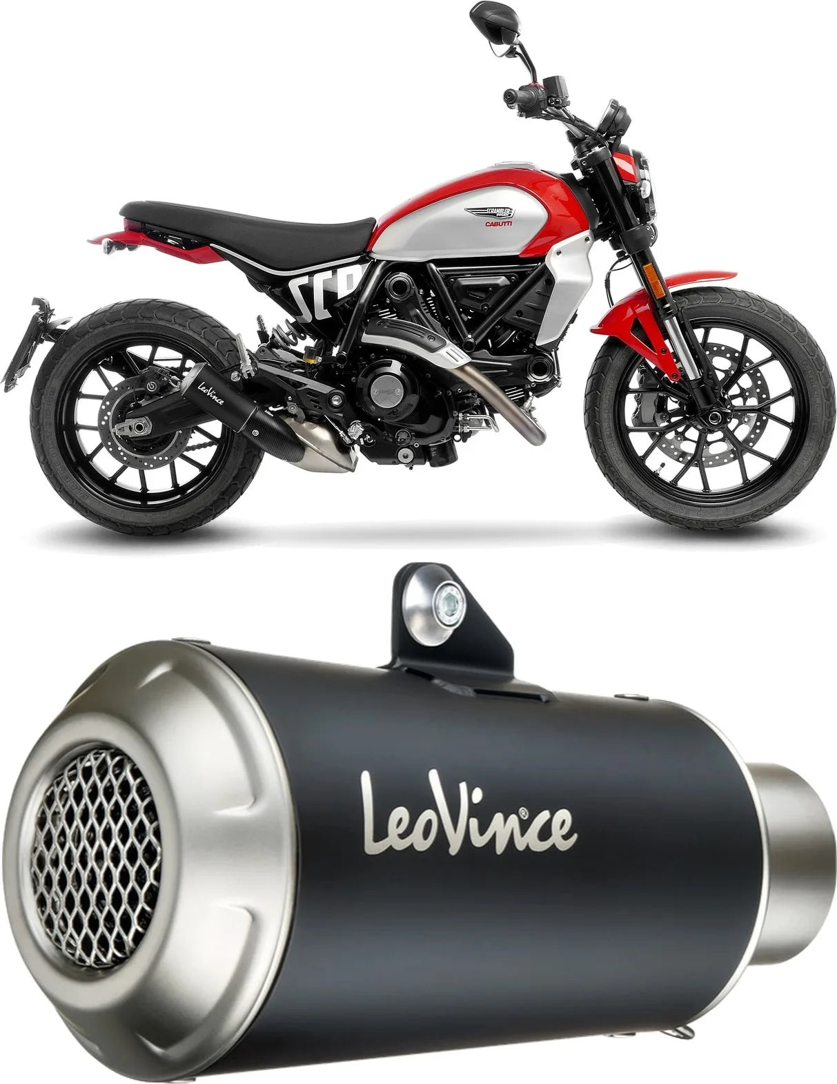 Exhaust Tip With Noise Certification Lv-10 Steel Black Stainless Steel End Cap - Leovince Compatible With Ducati Scrambler 800 Night Shift (2023-2024)