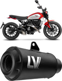 Exhaust Tip With Noise Certification Lv-10 Steel Full Black Steel Black End Cap - Leovince Compatible With Ducati Scrambler 800 Full Throttle (2023-2024)