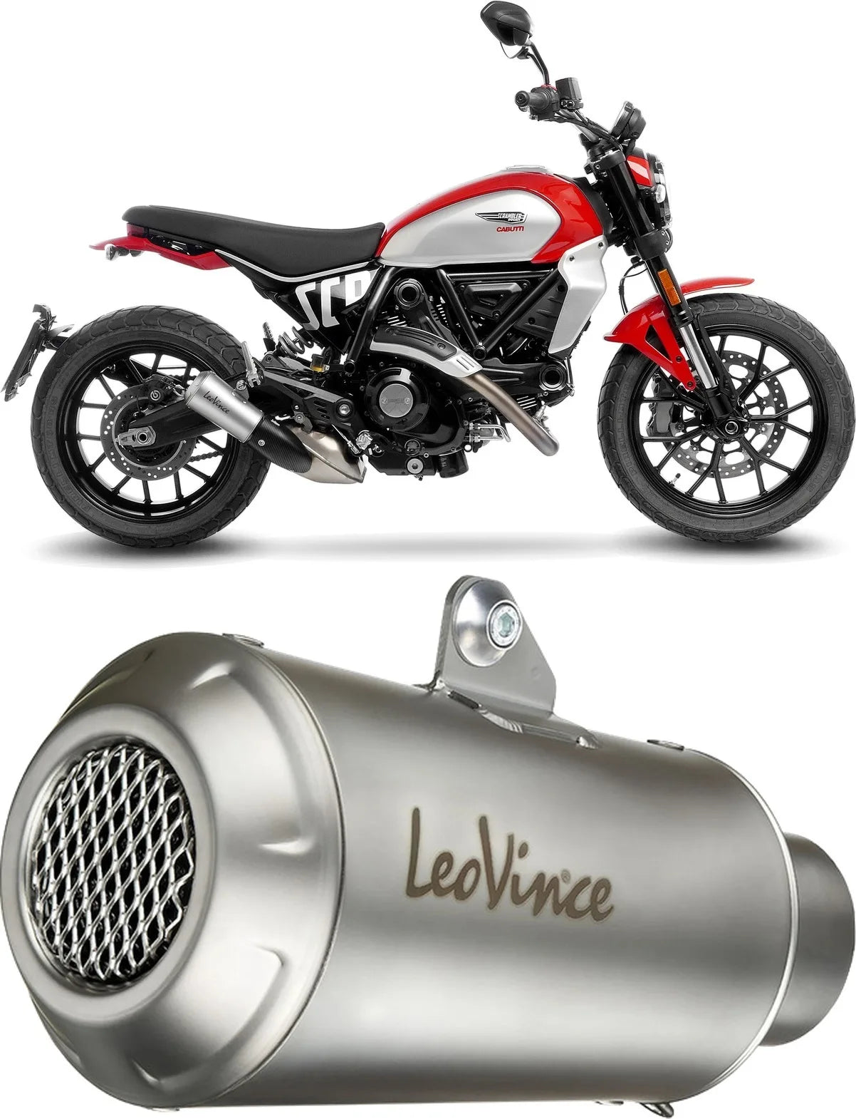 Exhaust Tip With Noise Certification Lv-10 Stainless Steel Stainless Steel End Cap - Leovince Compatible With Ducati Scrambler 800 Night Shift (2025-2026)