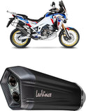 Exhaust Tip With Noise Certification Lv-12 Steel Black Carbon Fiber End Cap - Leovince Compatible With Honda Crf 1100 L Africa Twin Dct (2020-2023)