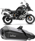 Exhaust Tip With Noise Certification Lv-12 R Steel Black Carbon Fiber End Cap - Leovince Compatible With Bmw R 1250 Gs Adventure (2019-2023)