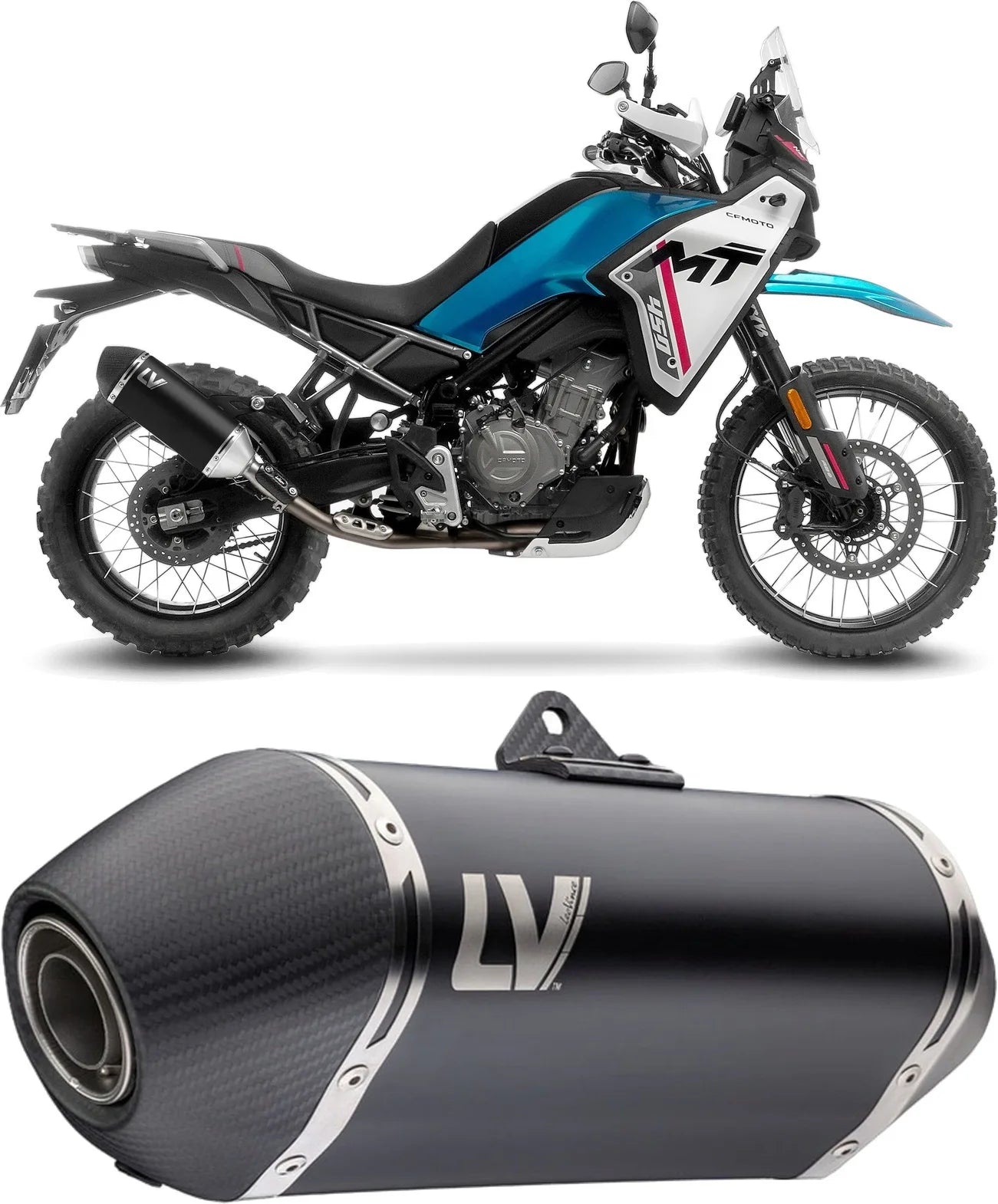 Exhaust Tip With Noise Certification Lv-14 Steel Black Carbon Fiber End Cap - Leovince Compatible With Cfmoto 450 Mt (2024)
