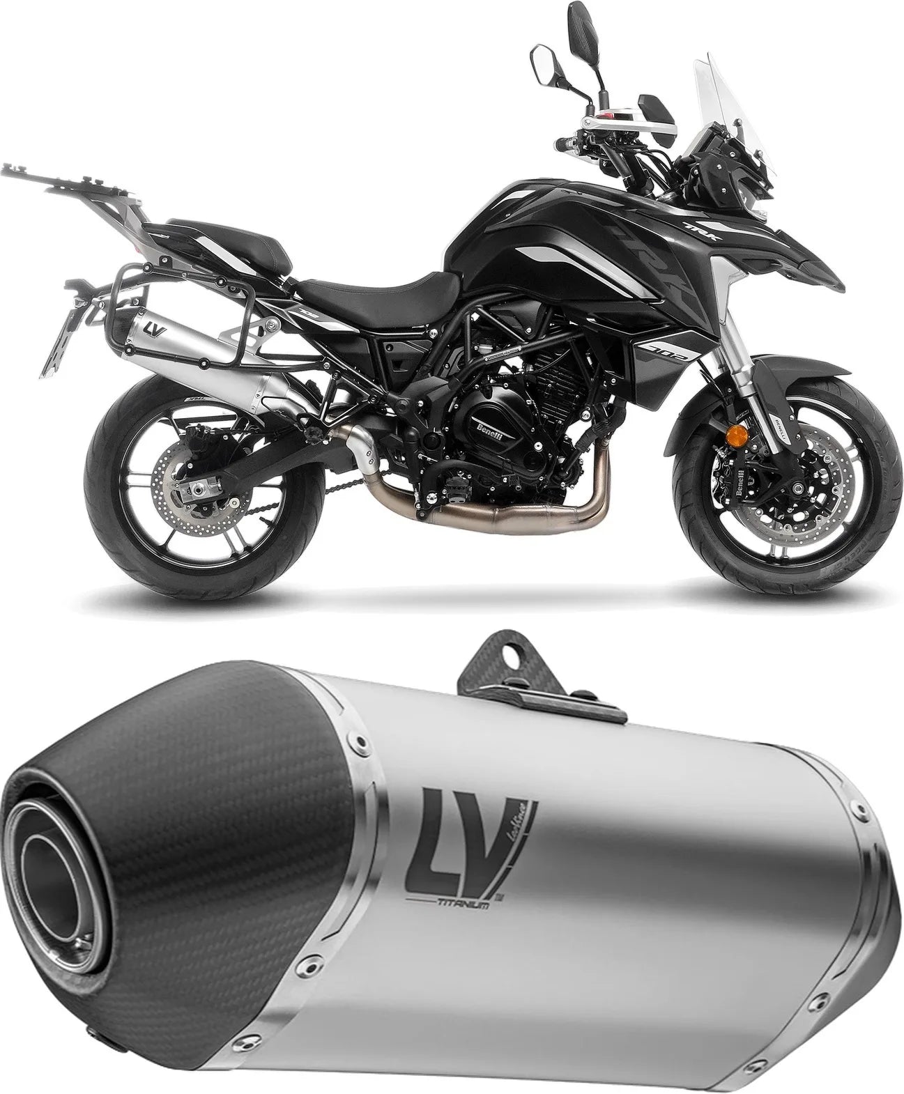 Exhaust Tip With Noise Certification Lv-14 Titanium Carbon Fiber End Cap - Leovince Compatible With Benelli Trk 702 - X (2023-2024)