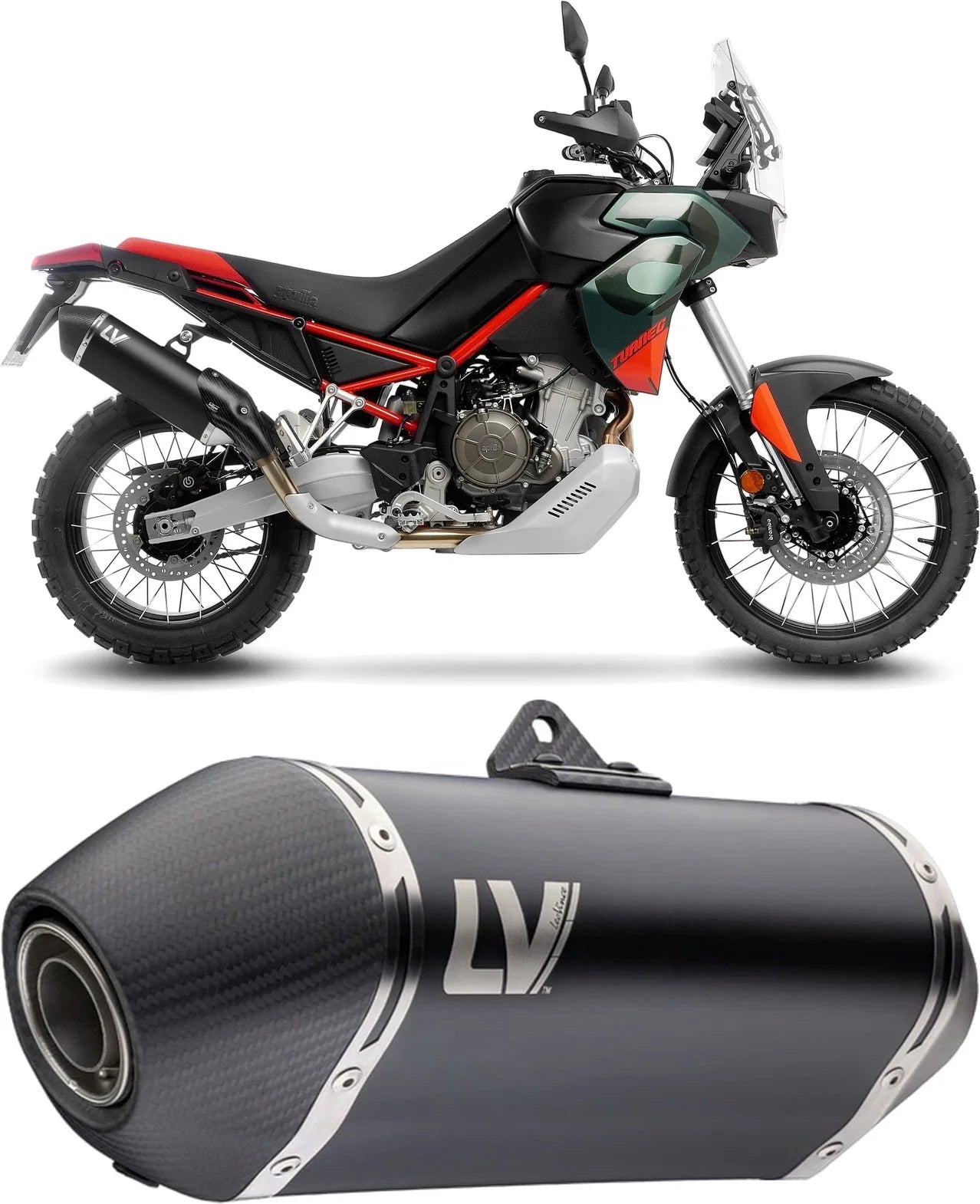 Exhaust Tip With Noise Certification Lv-14 Steel Black Carbon Fiber End Cap - Leovince Compatible With Aprilia Tuareg 660 (2025-2026)
