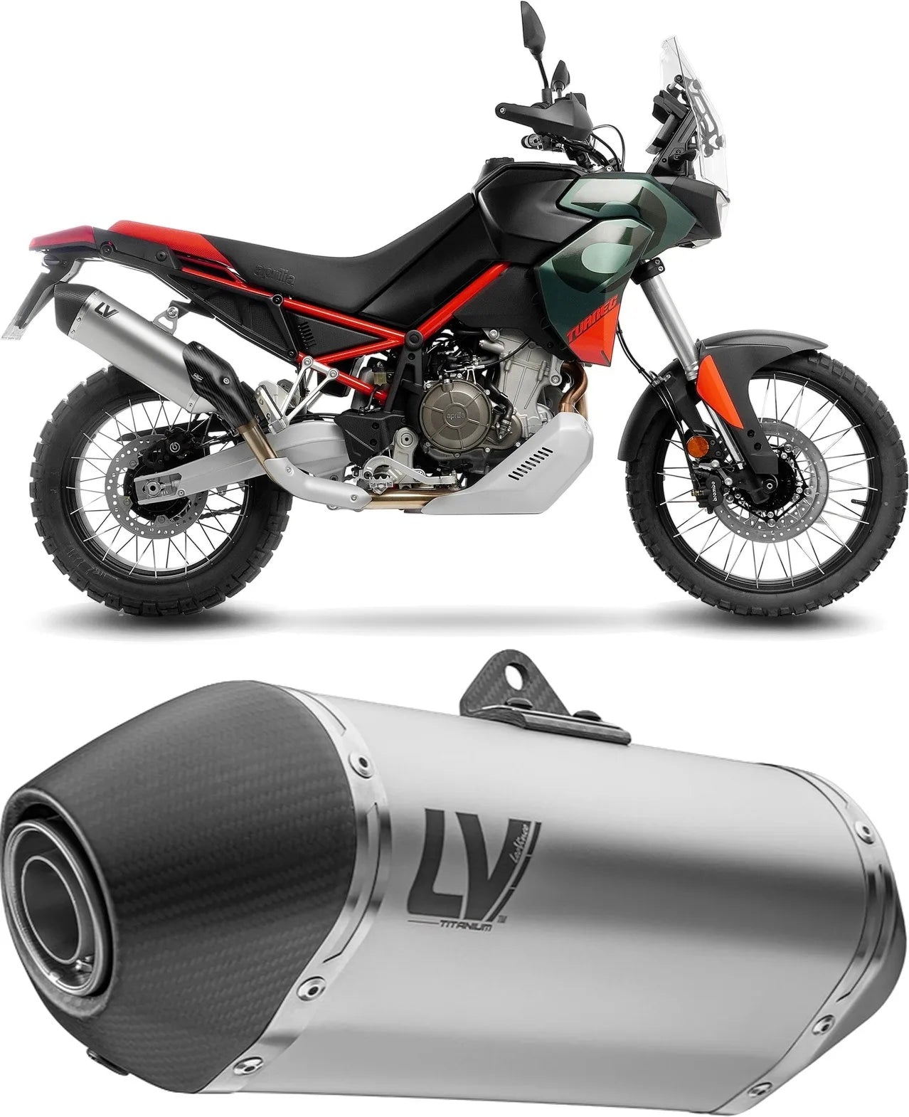 Exhaust Tip With Noise Certification Lv-14 Titanium Carbon Fiber End Cap - Leovince Compatible With Aprilia Tuareg 660 (2022-2024)