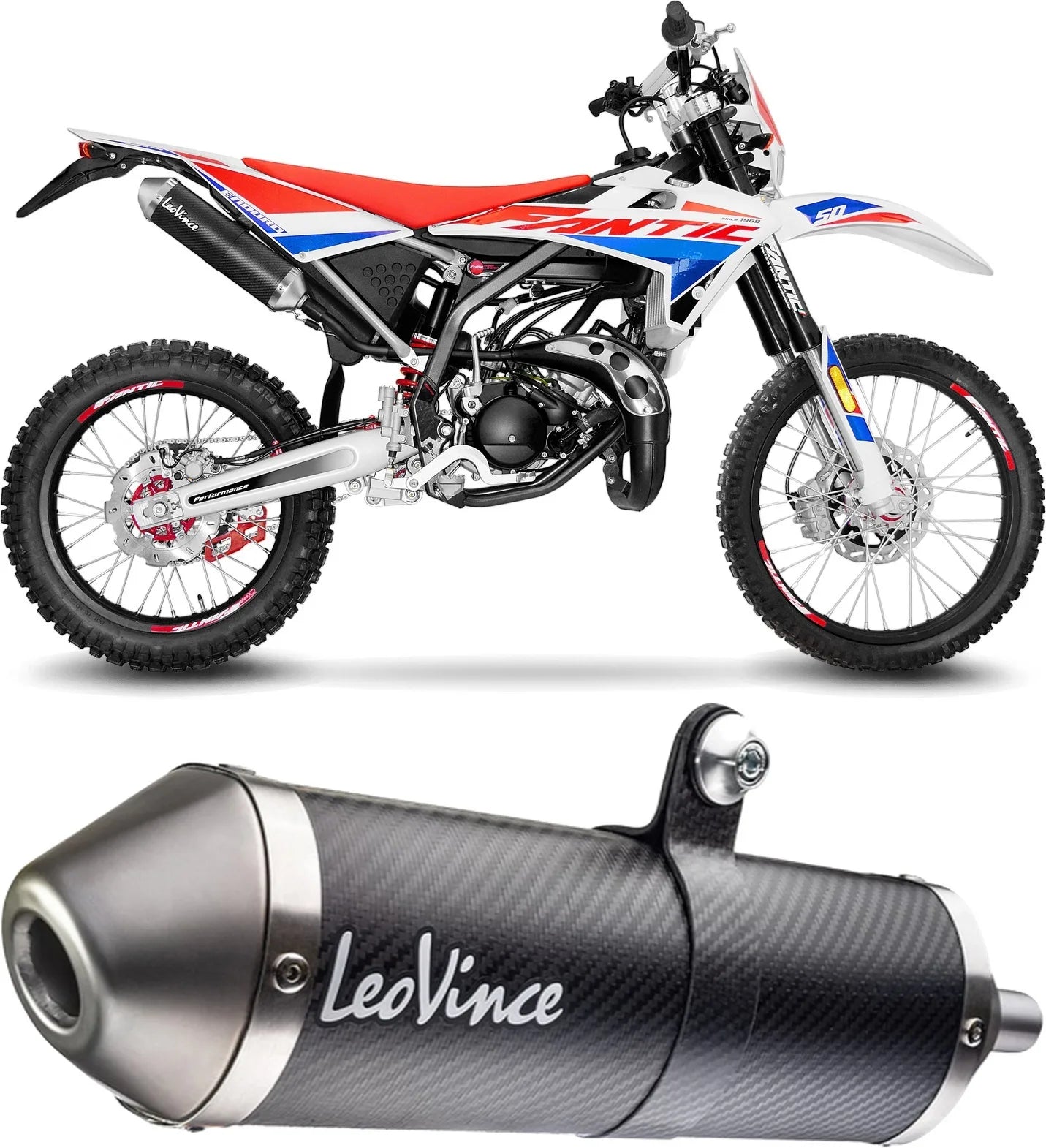 Exhaust Tip With Noise Certification X-Fight Carbon Fiber Stainless Steel End Cap - Leovince Compatible With Fantic Motor Motard 50 (2019-2020)