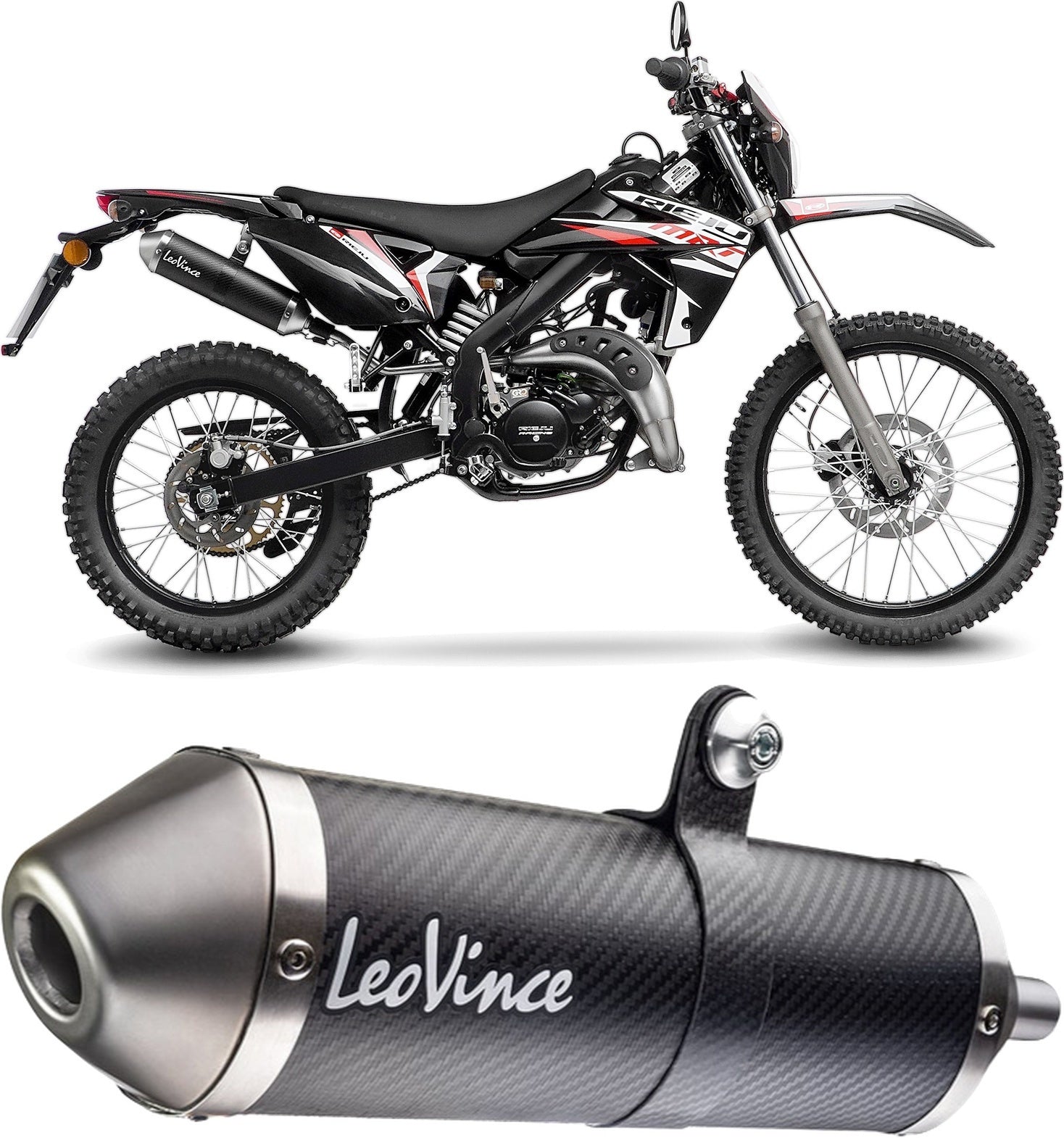 Exhaust Tip With Noise Certification X-Fight Carbon Fiber Stainless Steel End Cap - Leovince Compatible With Rieju Mrt 50 - Pro - Sm (2021-2023)