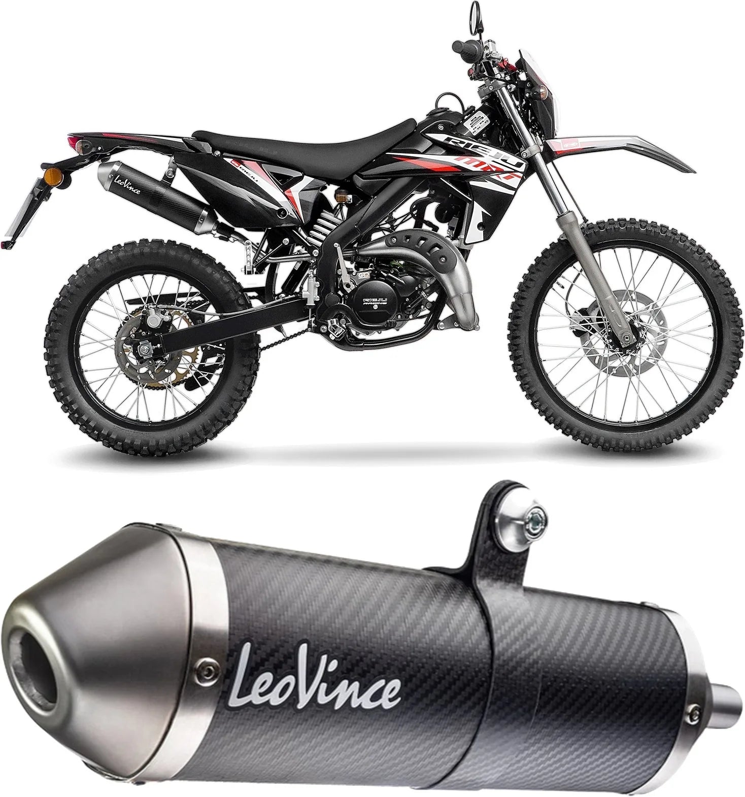 Exhaust Tip With Noise Certification X-Fight Carbon Fiber Stainless Steel End Cap - Leovince Compatible With Rieju Mrt 50 - Pro - Sm (2021-2023)