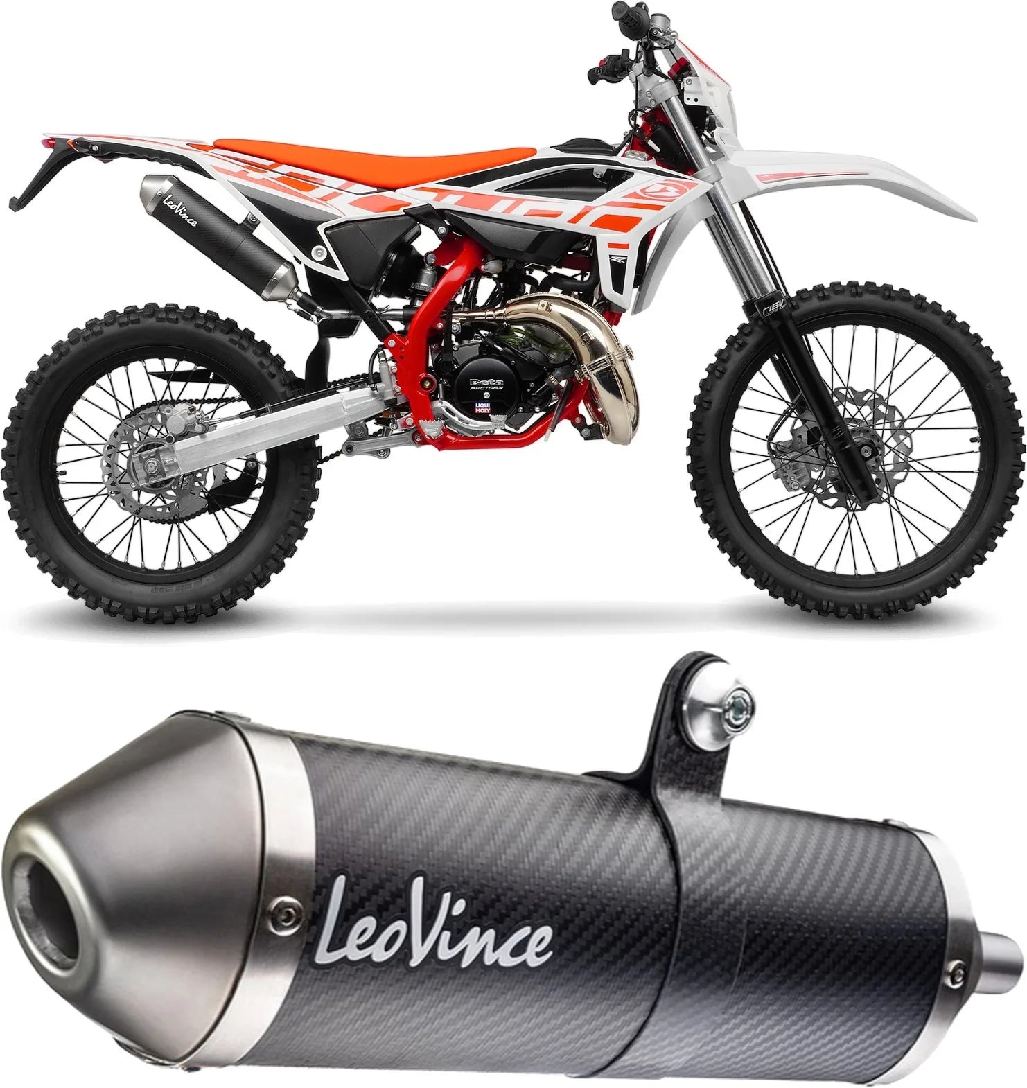 Exhaust Tip With Noise Certification X-Fight Carbon Fiber Stainless Steel End Cap - Leovince Compatible With Beta Rr 50 Enduro - Sport (2021-2022)