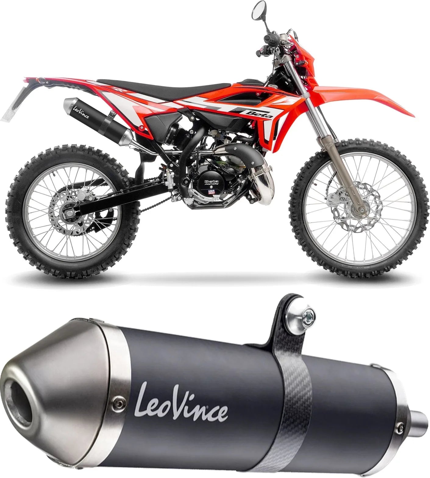 Exhaust Tip With Noise Certification X-Fight Steel Black Stainless Steel End Cap - Leovince Compatible With Beta Rr 50 Motard - Sport (2023-2024)