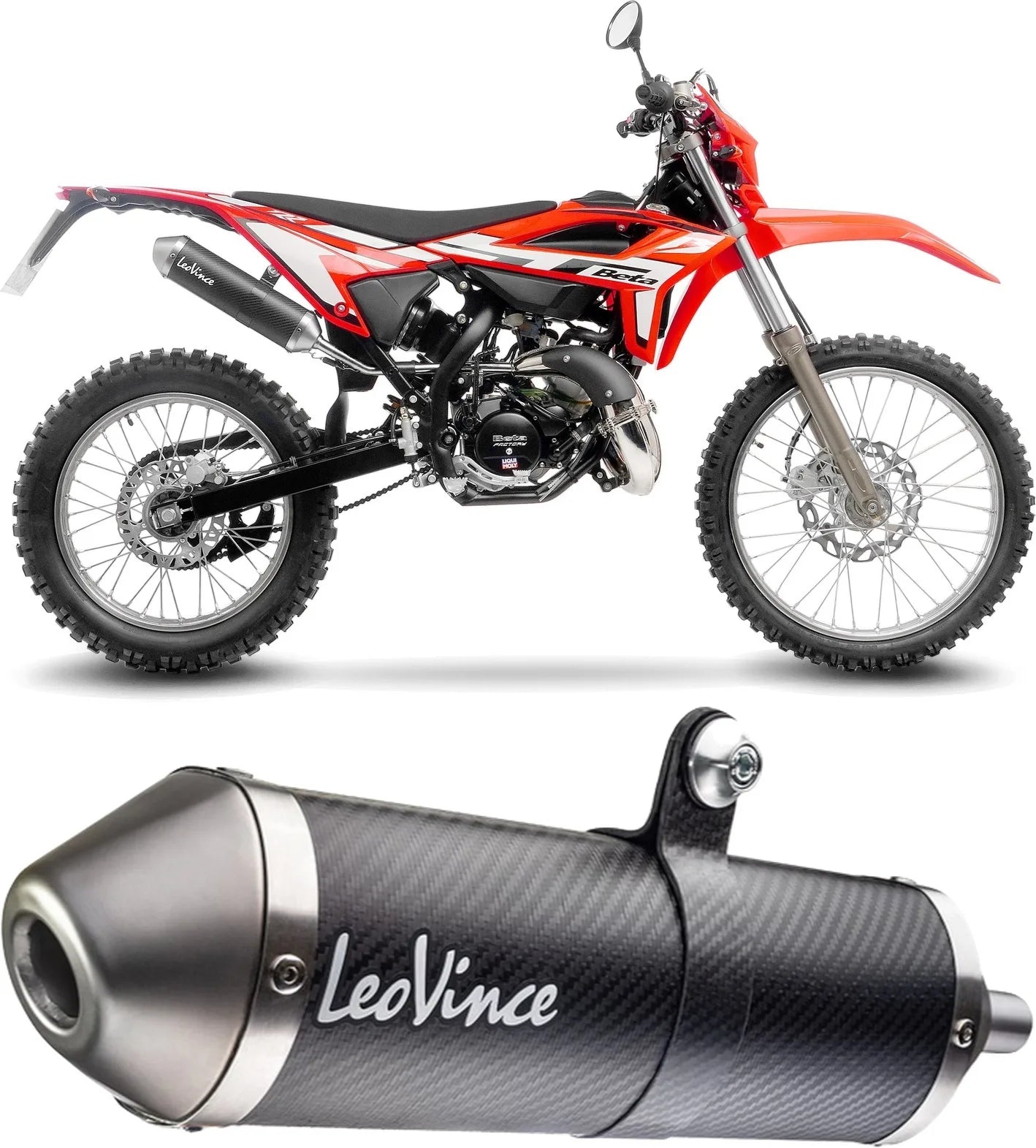 Exhaust Tip With Noise Certification X-Fight Carbon Fiber Stainless Steel End Cap - Leovince Compatible With Beta Rr 50 Enduro - Sport (2023-2024)
