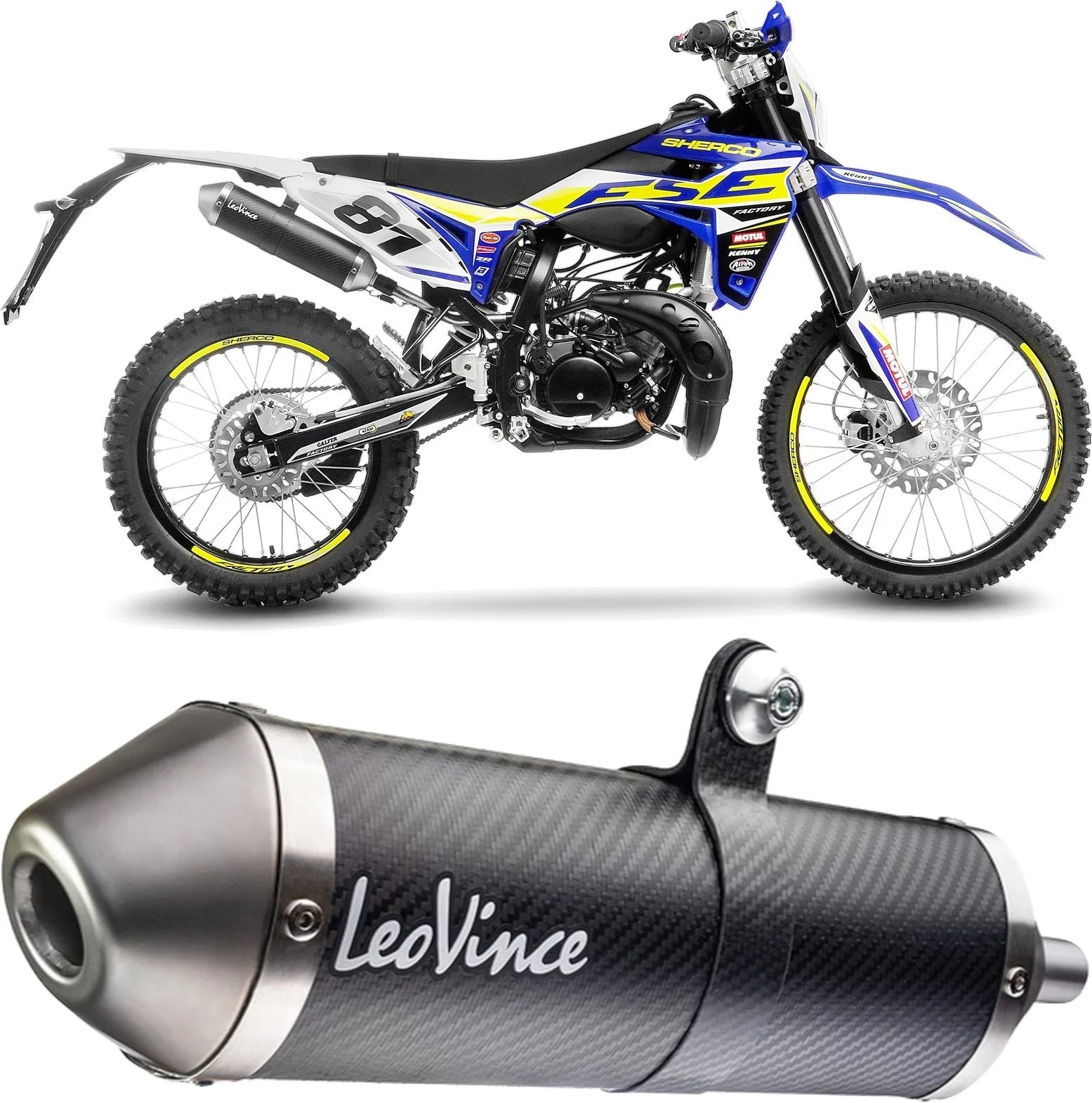 Exhaust Tip With Noise Certification X-Fight Carbon Fiber Stainless Steel End Cap - Leovince Compatible With Sherco 50 Se-Rs (2021-2024)
