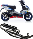 Complete Catalytic Exhaust System With Sound Certification Hand Made Tt Black Aluminum - Leovince Compatible With Aprilia Sr 50 Sport Pro (2003)