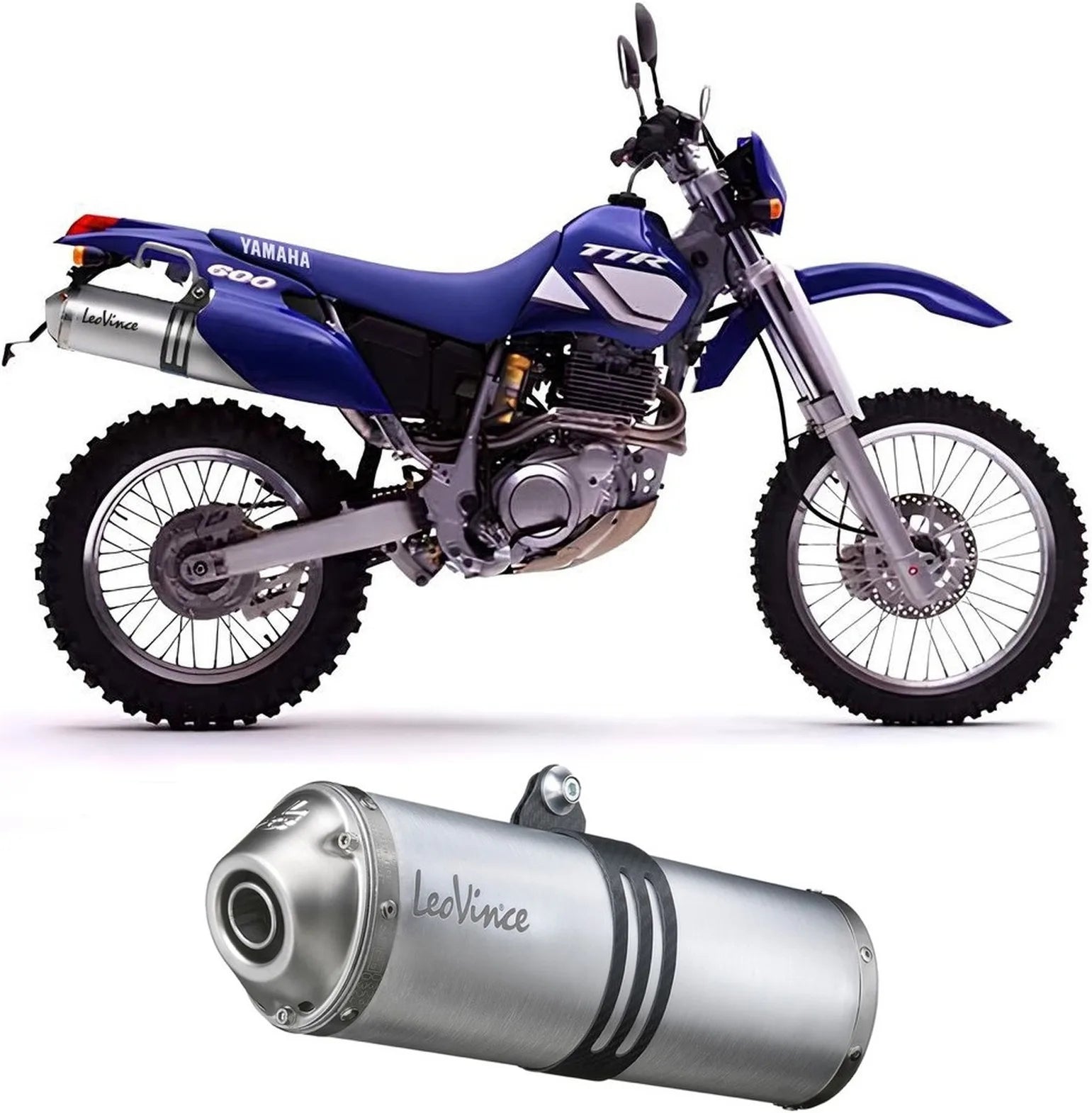 Exhaust Tip With Noise Certification Lv-X Aluminum Stainless Steel End Cap - Leovince Compatible With Yamaha Tte 600 (1994-2002)