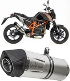 Exhaust Tip With Noise Certification Lv One Evo Stainless Steel Carbon Fiber End Cap - Leovince Compatible With Ktm 690 Duke - R (2012-2015)