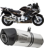 Dual Exhaust System With Sound Certification Lv One Evo Stainless Steel Carbon Fiber End Cap - Leovince Compatible With Yamaha Fjr 1300 A - As (2001-2015)