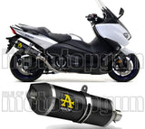 Exhaust Tip With Noise Certification Race-Tech Black Aluminium Carbon - Arrow Special Parts Compatible With Yamaha Xp 530 T-Max (2017-2019)