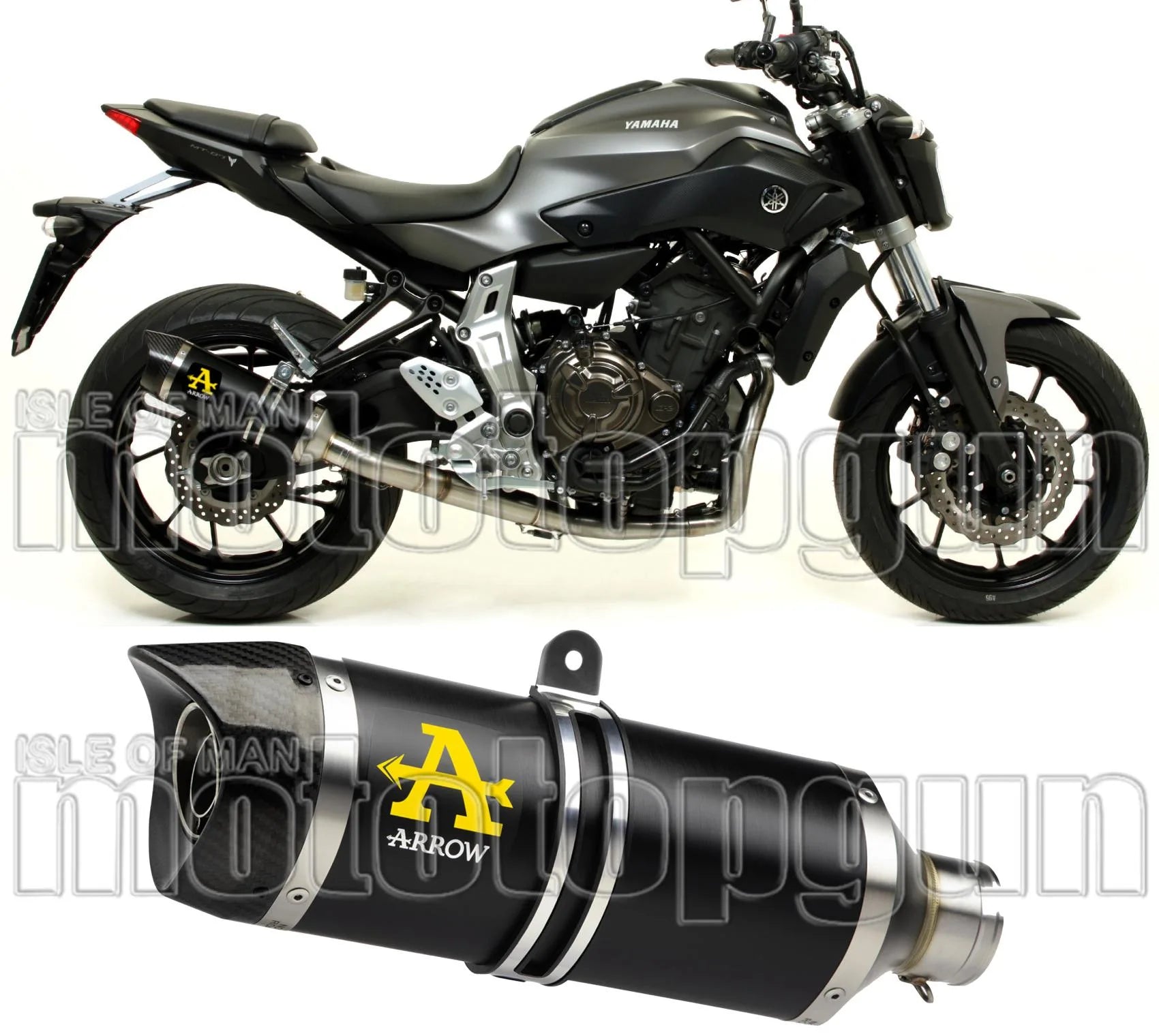 Exhaust Tip With Noise Certification Thunder Black Aluminium Carbon - Arrow Special Parts Compatible With Yamaha Tracer 700 (2020)