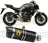 Exhaust Tip With Noise Certification Thunder Black Aluminium Carbon - Arrow Special Parts Compatible With Yamaha Mt-07 (2014-2020)