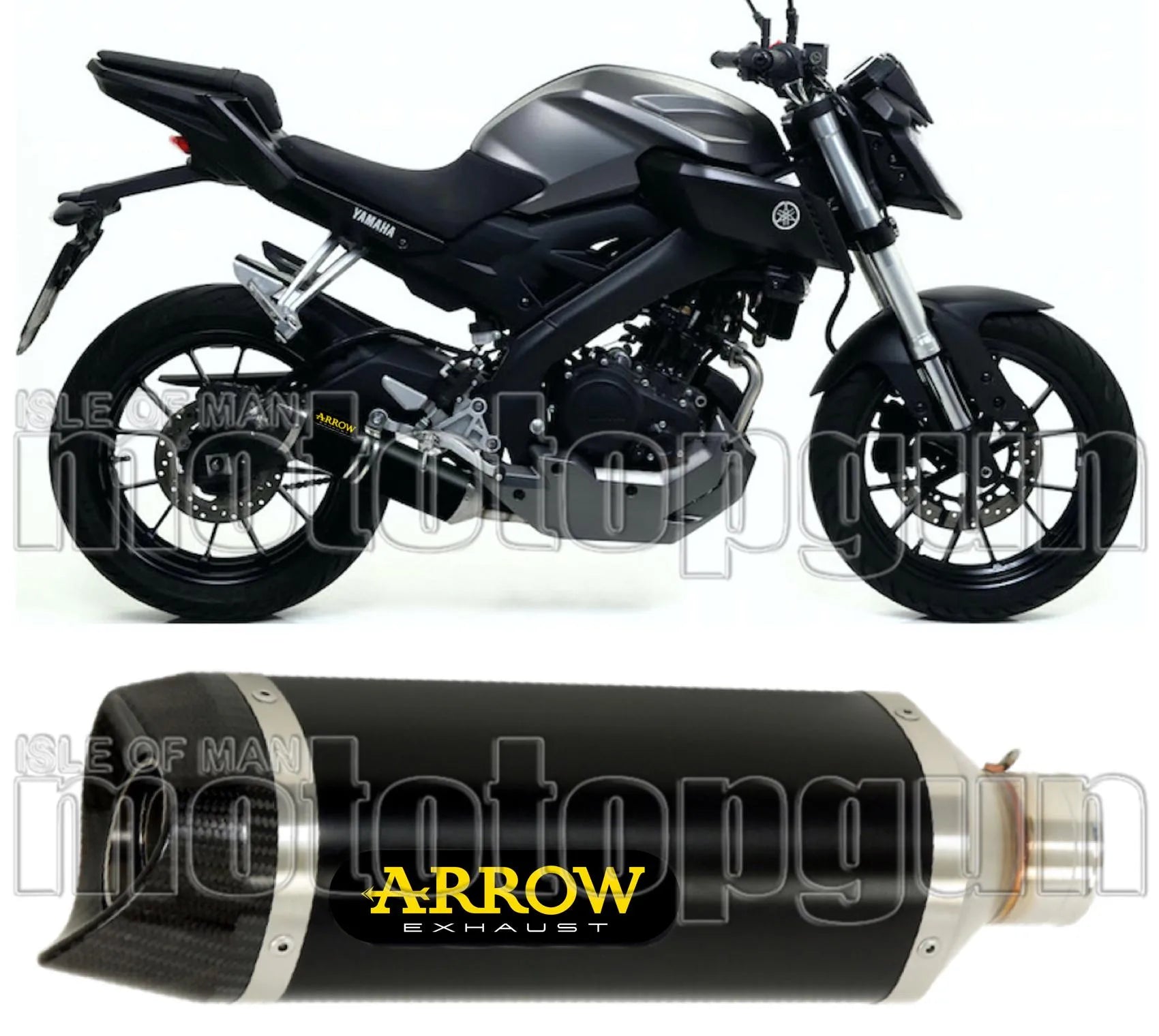 Exhaust Tip With Noise Certification Thunder Black Aluminium Carbon - Arrow Special Parts Compatible With Yamaha Yzf-R 125 (2019-2020)