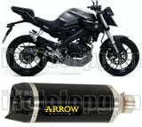 Exhaust Tip With Noise Certification Thunder Black Aluminium Carbon - Arrow Special Parts Compatible With Yamaha Yzf-R 125 (2019-2020)