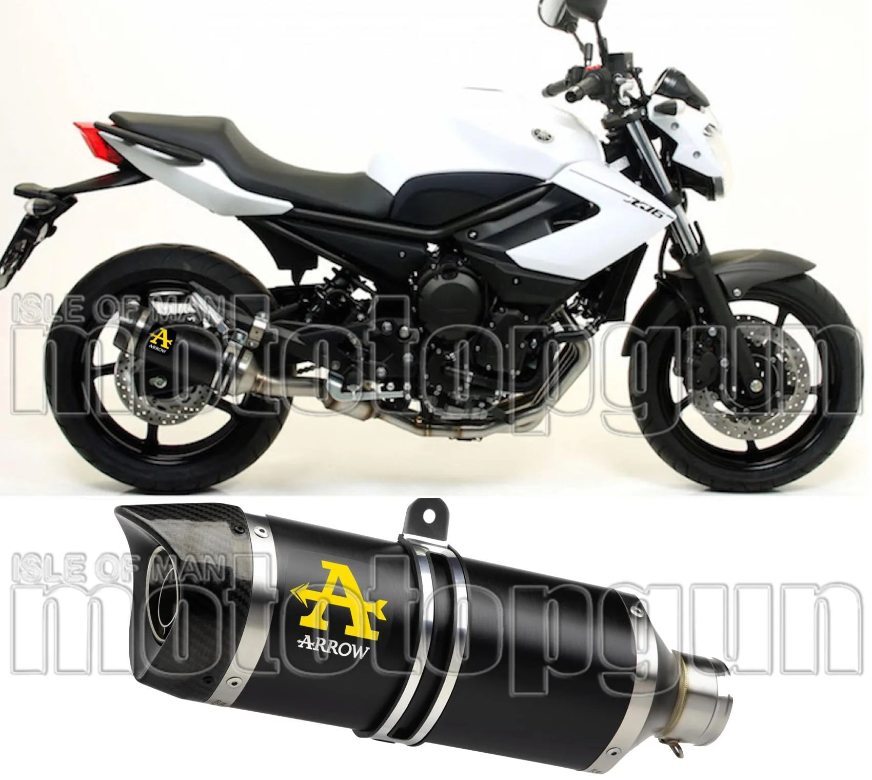 Exhaust Tip With Noise Certification Thunder Black Aluminium Carbon - Arrow Special Parts Compatible With Yamaha Xj6 Diversion (2009-2015)