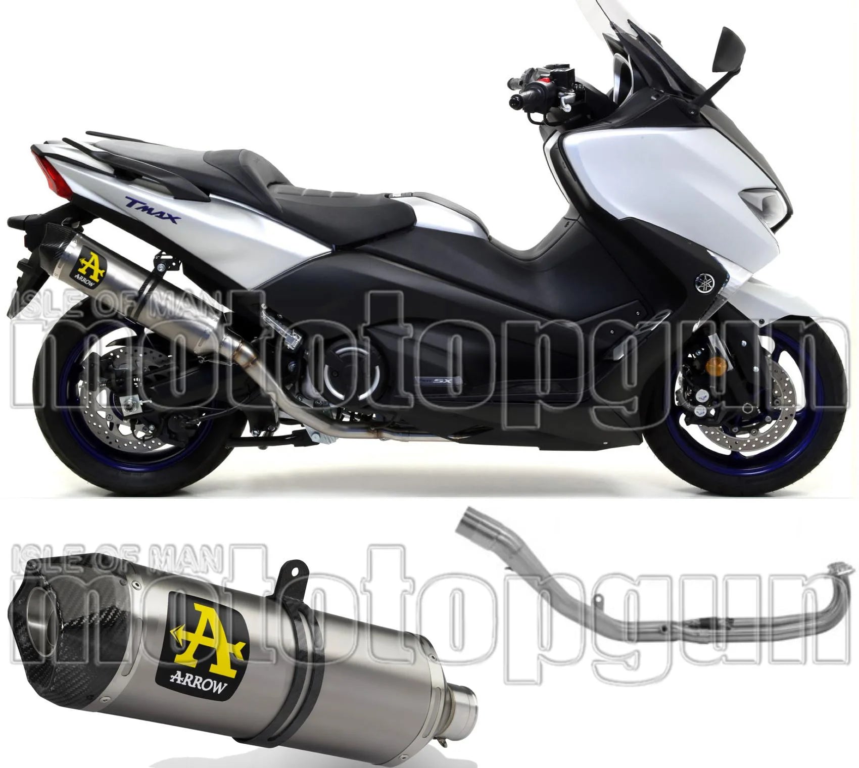 Complete Catalytic Exhaust System With Sound Certification Race-Tech Titanium Carbon - Arrow Special Parts Compatible With Yamaha Xp 530 T-Max (2017-2019)