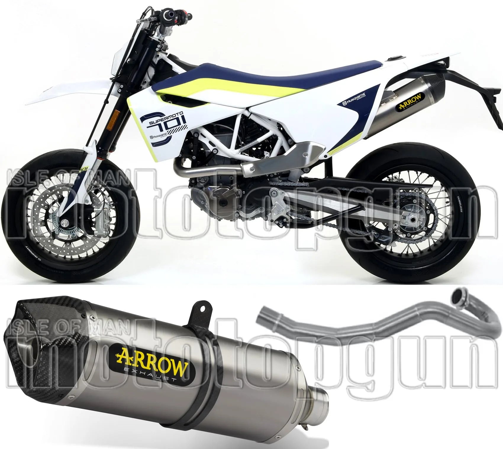 Complete Catalytic Exhaust System With Sound Certification Race-Tech Aluminium Carbon - Arrow Special Parts Compatible With Husqvarna 701 Supermoto (2017-2020)