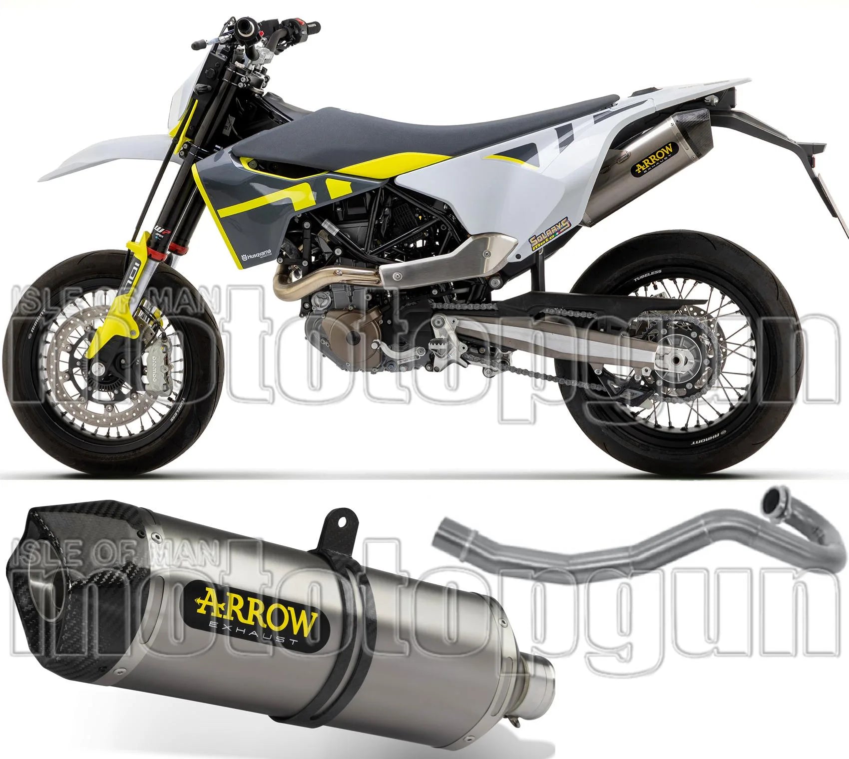 Complete Catalytic Exhaust System With Sound Certification Race-Tech Aluminium Carbon - Arrow Special Parts Compatible With Husqvarna 701 Enduro (2021-2024)