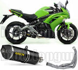 Complete Catalytic Exhaust System With Sound Certification Race-Tech Black Aluminium Carbon - Arrow Special Parts Compatible With Kawasaki Er-6 N (2012-2016)