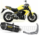 Complete Catalytic Exhaust System With Sound Certification Race-Tech Black Aluminium Carbon - Arrow Special Parts Compatible With Kawasaki Er-6 N (2012-2016)