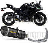 Complete Catalytic Exhaust System With Sound Certification Race-Tech Black Aluminium Carbon - Arrow Special Parts Compatible With Kawasaki Z 650 (2017-2020)
