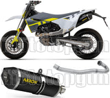 Complete Catalytic Exhaust System With Sound Certification Race-Tech Black Aluminium / Titanium Carbon - Arrow Special Parts Compatible With Husqvarna 701 Enduro (2021-2024)