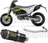 Complete Catalytic Exhaust System With Sound Certification Race-Tech Black Aluminium / Titanium Carbon - Arrow Special Parts Compatible With Husqvarna 701 Enduro (2021-2024)