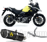 Complete Catalytic Exhaust System With Sound Certification Race-Tech Black Aluminium Carbon - Arrow Special Parts Compatible With Suzuki V-Strom 650 (2017-2020)