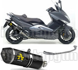 Complete Catalytic Exhaust System With Sound Certification Race-Tech Black Aluminium Carbon - Arrow Special Parts Compatible With Yamaha Xp 530 T-Max Yp (2008-2011)