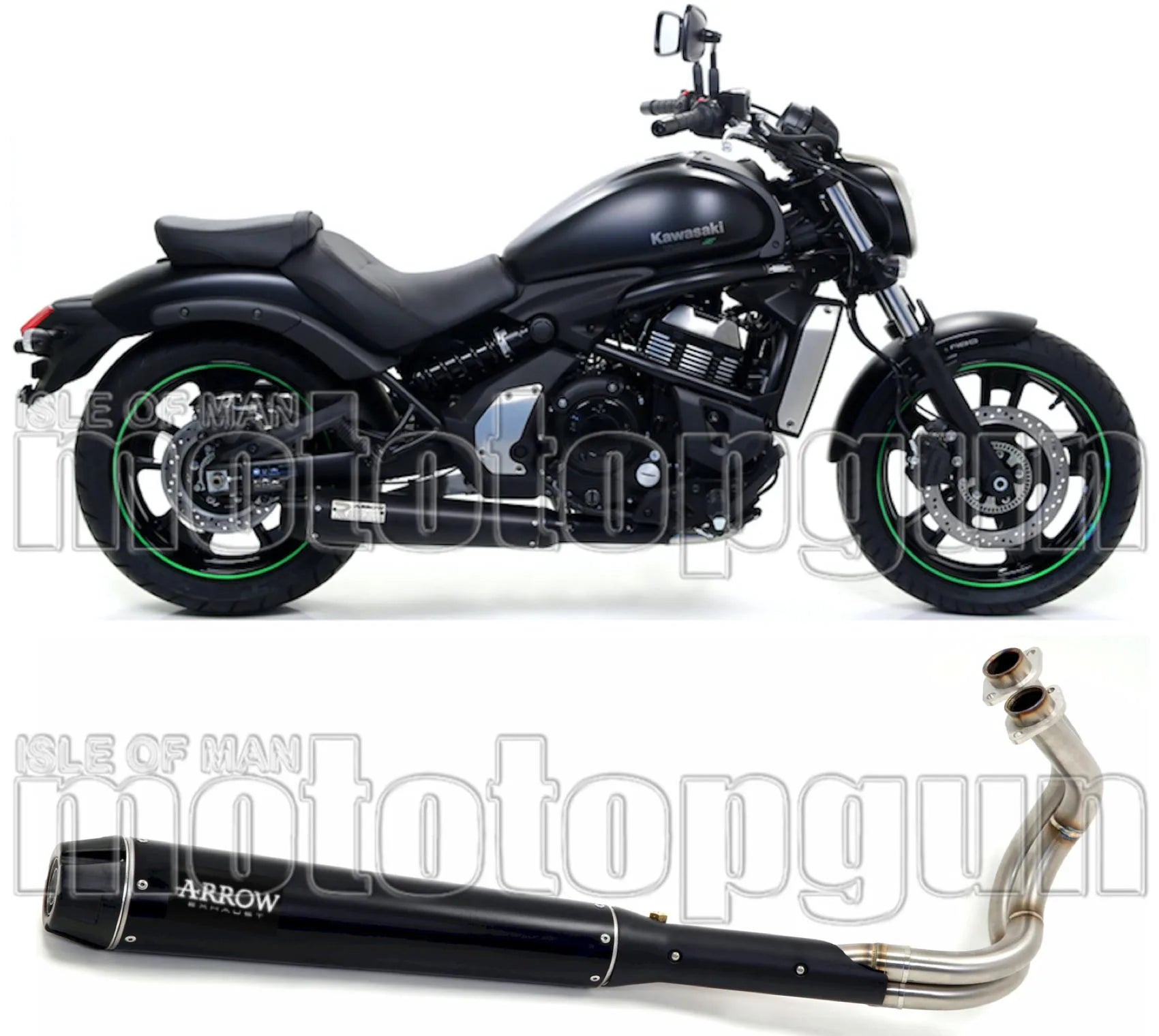 Complete Catalytic Exhaust System With Sound Certification Rebel Black Aluminium Carbon - Arrow Special Parts Compatible With Kawasaki Vulcan 650 S (2017-2020)