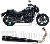 Complete Catalytic Exhaust System With Sound Certification Rebel Black Aluminium Carbon - Arrow Special Parts Compatible With Kawasaki Vulcan 650 S Cafe (2017-2020)