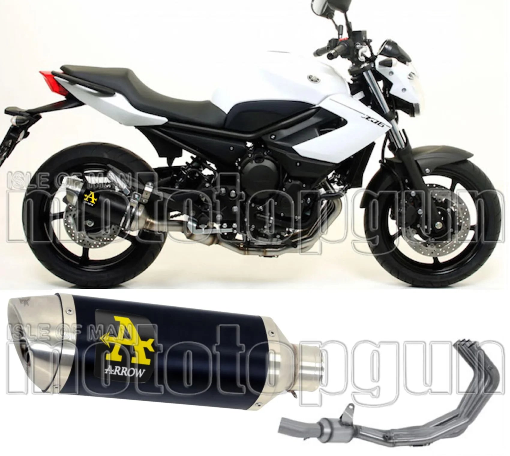 Complete Catalytic Exhaust System With Sound Certification Thunder Black Aluminium Stainless Steel - Arrow Special Parts Compatible With Yamaha Xj6 Diversion (2009-2015)