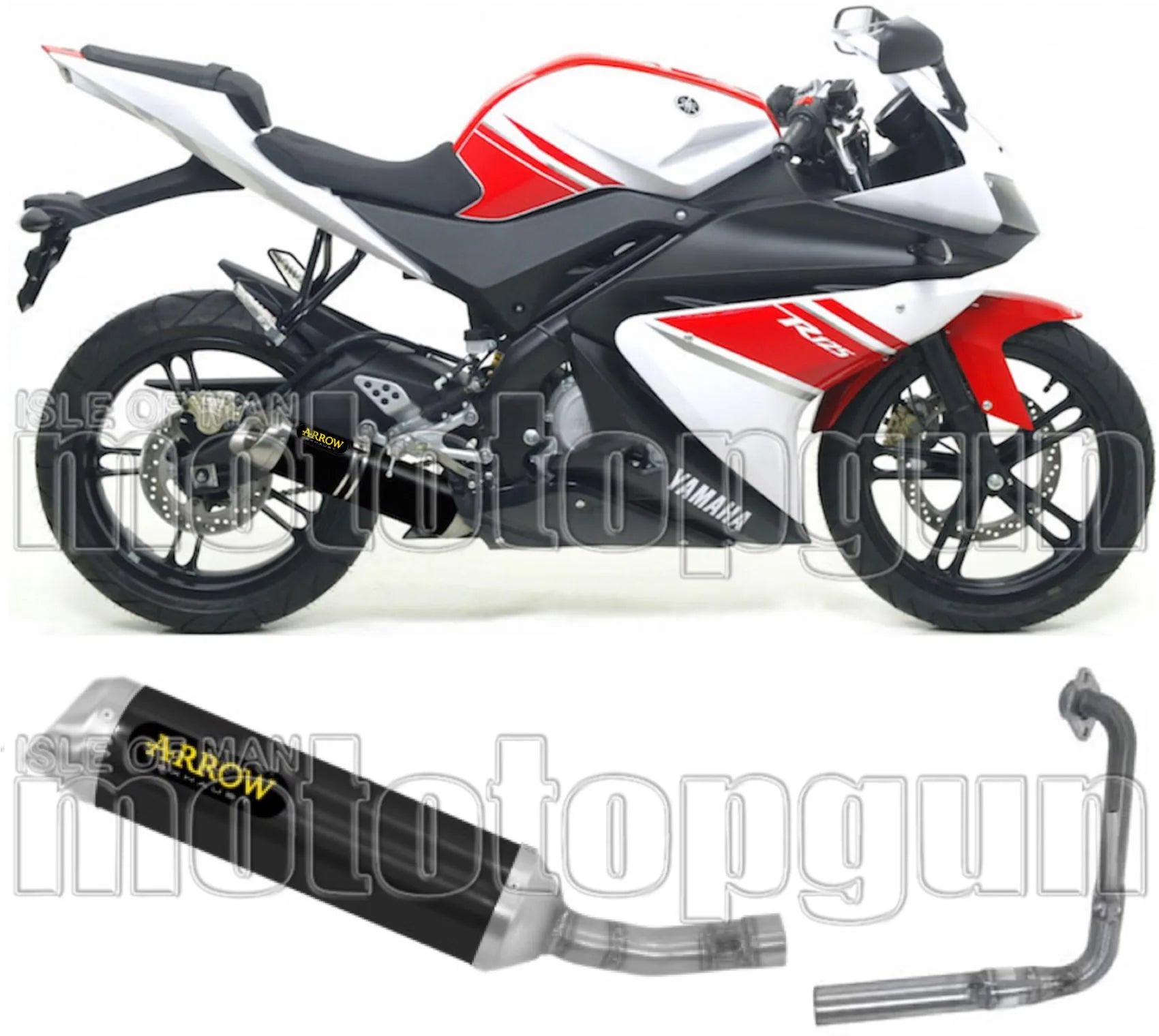 Complete Catalytic Exhaust System With Sound Certification Thunder Black Aluminium Stainless Steel - Arrow Special Parts Compatible With Yamaha Yzf-R 125 (2008-2013)