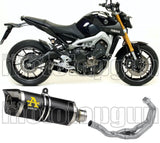 Complete Catalytic Exhaust System With Sound Certification Thunder Black Aluminium Carbon - Arrow Special Parts Compatible With Yamaha Mt-09 Tracer (2015-2020)
