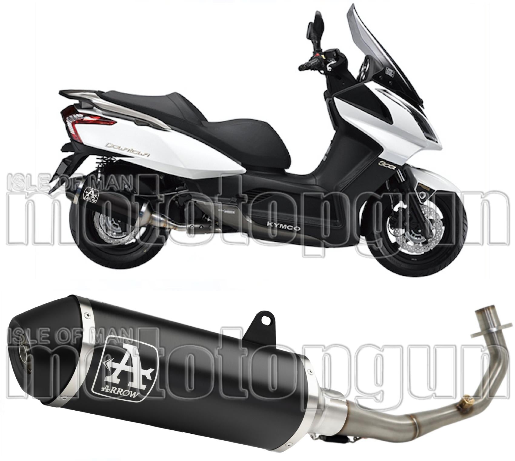 Complete Catalytic Exhaust System With Sound Certification Urban Black Aluminium Stainless Steel Black - Arrow Special Parts Compatible With Kymco Downtown 125 I (2009-2016)