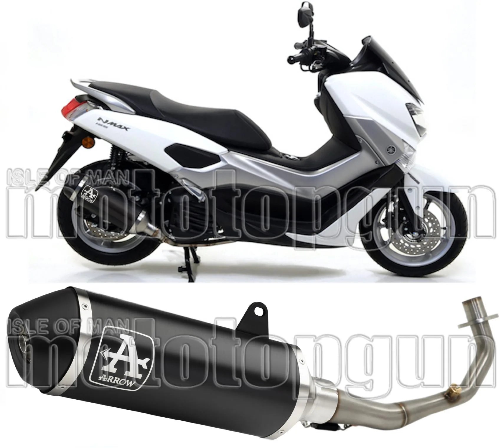 Complete Catalytic Exhaust System With Sound Certification Urban Black Aluminium Stainless Steel Black - Arrow Special Parts Compatible With Yamaha N-Max 125 (2017-2020)