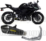 Complete Catalytic Exhaust System With Sound Certification X-Kone Black Nichrom Carbon - Arrow Special Parts Compatible With Kawasaki Z 650 (2017-2020)